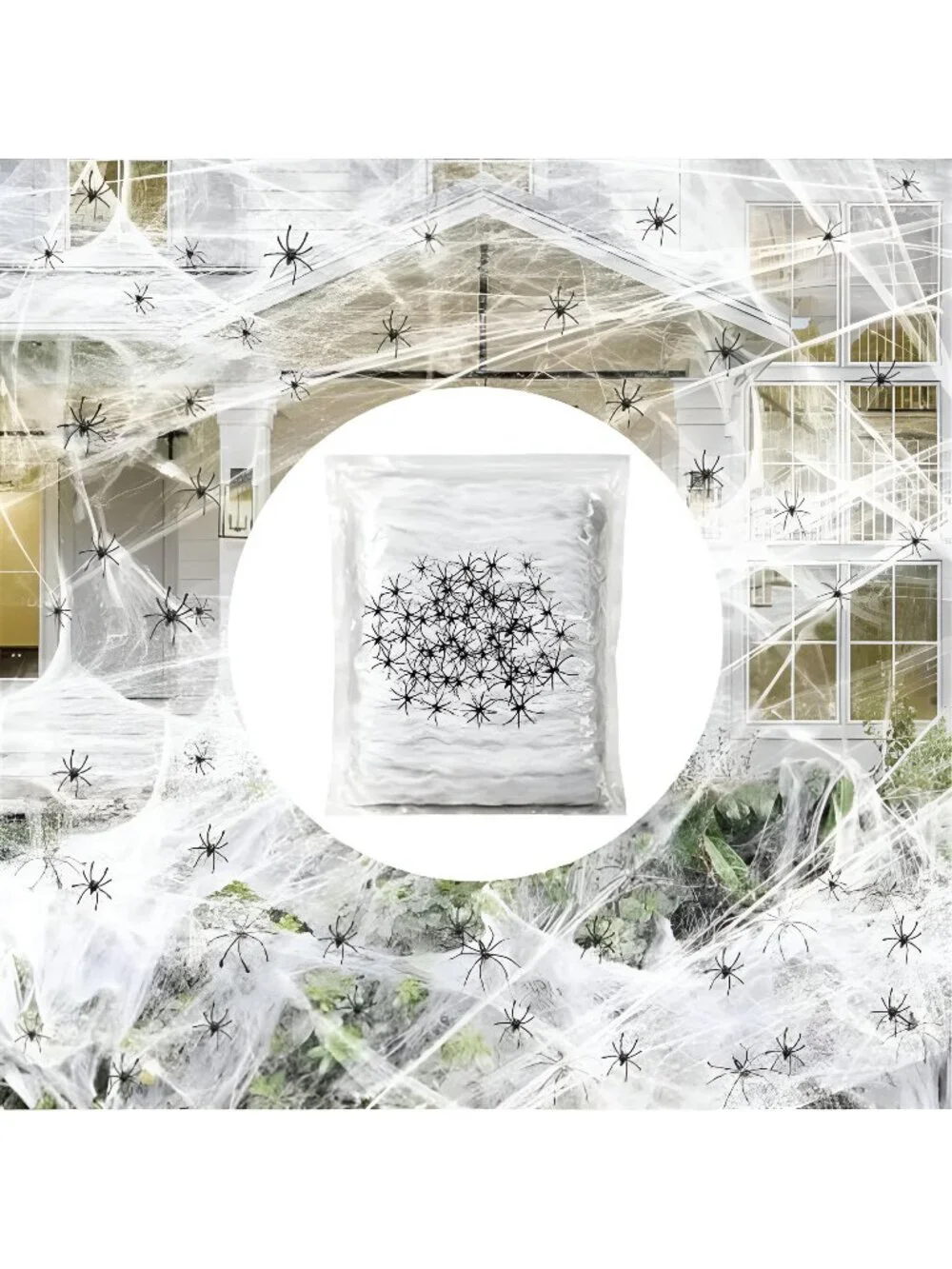 1200 sqft Halloween Spider Webs and 50pcs Fake Spiders Super Stretch